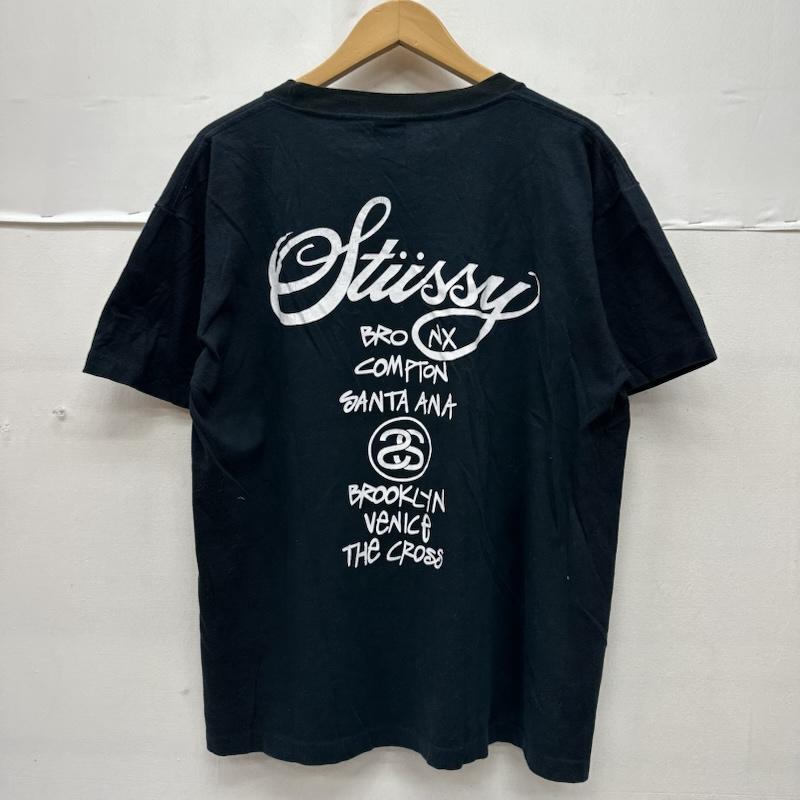 ステューシー STUSSY Tシャツ 半袖 90s USA製 紺タグ World Tour Tee ワールドツアー プリント Tシャツ M 黒 / ブラック / black メンズ USED 古着 中古 50165634