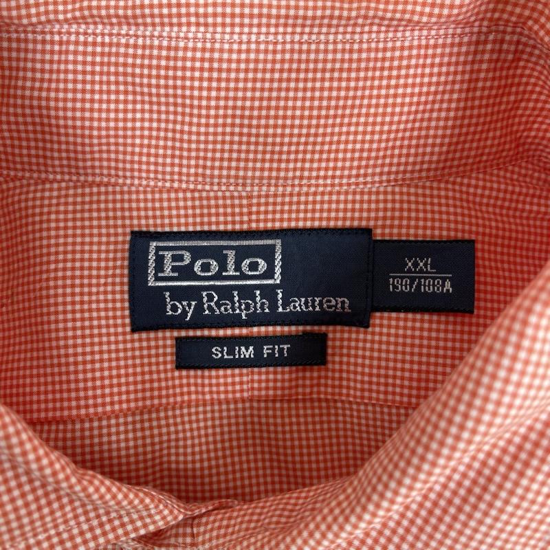 ポロバイラルフローレン Polo by RALPH LAUREN シャツ、ブラウス 長袖 SLIM FIT ギンガムチェック柄 ドレス カジュアル シャツ XXL 桃 / ピンク / pink メンズ USED 古着 中古 50165635