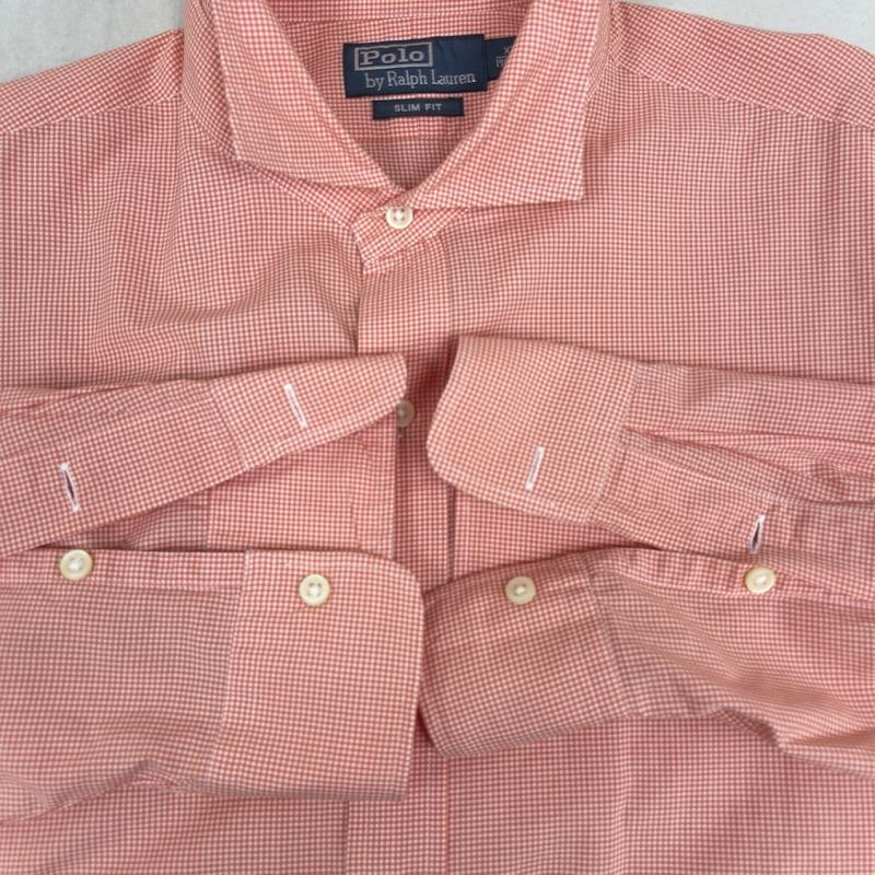 ポロバイラルフローレン Polo by RALPH LAUREN シャツ、ブラウス 長袖 SLIM FIT ギンガムチェック柄 ドレス カジュアル シャツ XXL 桃 / ピンク / pink メンズ USED 古着 中古 50165635