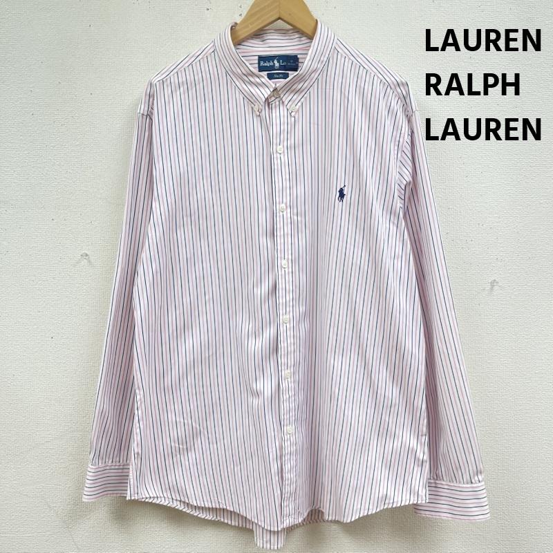 ローレンラルフローレン LAUREN RALPH LAUREN シャツ、ブラウス 長袖 ポニー刺繍 ストライプ柄 長袖 オックスフォード シャツ XXL 桃 / ピンク / pink メンズ USED 古着 中古 50165637