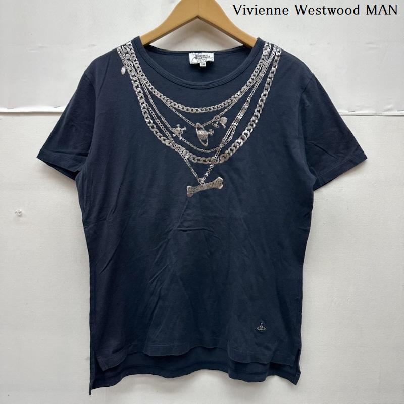 ヴィヴィアンウエストウッドマン Vivienne Westwood MAN Tシャツ 半袖 ネックレス プリント Tシャツ VW-24-77068 50 紺 / ネイビー / navy メンズ USED 古着 中古 50165640