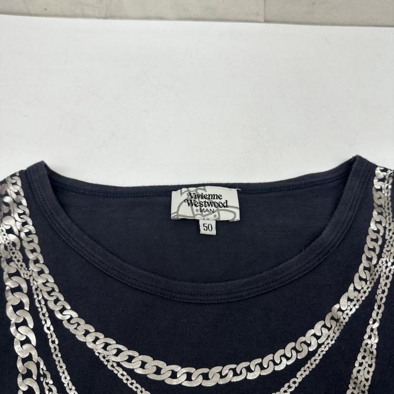 ヴィヴィアンウエストウッドマン Vivienne Westwood MAN Tシャツ 半袖 ネックレス プリント Tシャツ VW-24-77068 50 紺 / ネイビー / navy メンズ USED 古着 中古 50165640