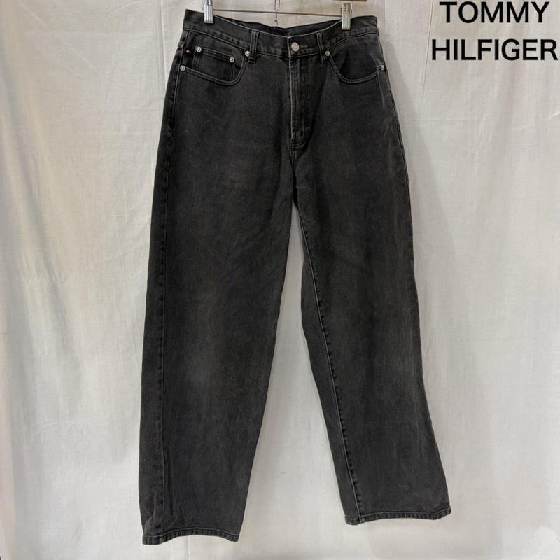 トミーヒルフィガー TOMMY HILFIGER パンツ デニム、ジーンズ デニムテーパードパンツ ワイド ダークグレー 32インチ 無地 ダークグレー / ダークグレー / メンズ USED 古着 中古 50165641