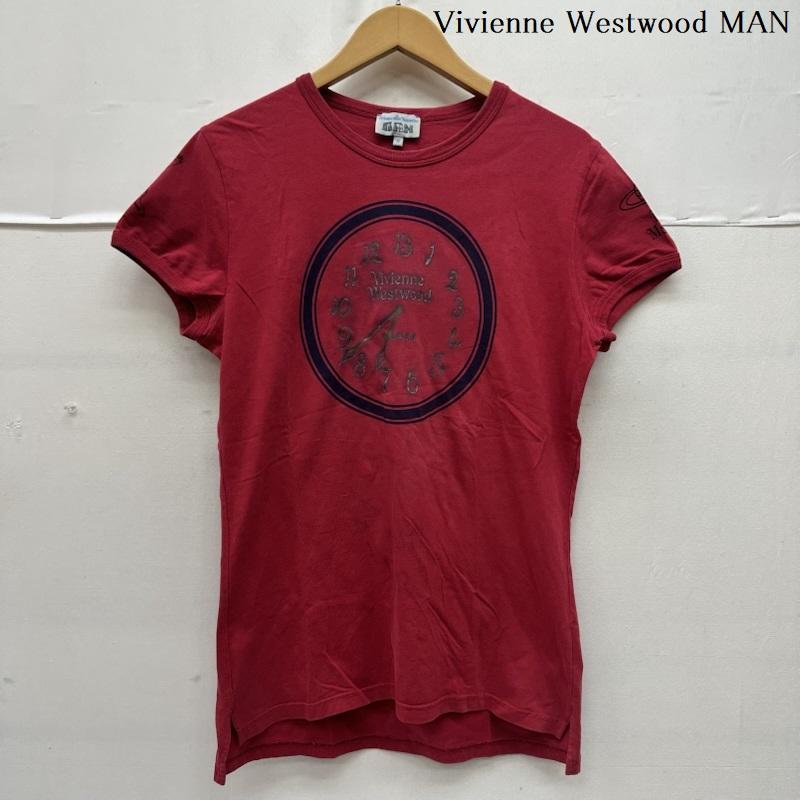 ヴィヴィアンウエストウッドマン Vivienne Westwood MAN Tシャツ 半袖 逆時計回り 文字盤 タイムマシン プリント Tシャツ 4647-8608 S 赤 / レッド / red メンズ USED 古着 中古 50165642