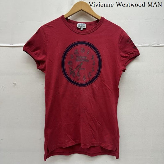 ヴィヴィアンウエストウッドマン Vivienne Westwood MAN Tシャツ 半袖 逆時計回り 文字盤 タイムマシン プリント Tシャツ 4647-8608 S 赤 / レッド / red メンズ USED 古着 中古 50165642