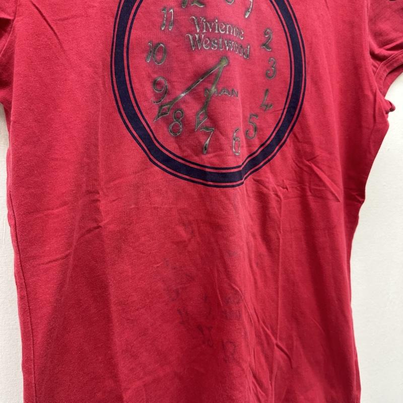 ヴィヴィアンウエストウッドマン Vivienne Westwood MAN Tシャツ 半袖 逆時計回り 文字盤 タイムマシン プリント Tシャツ 4647-8608 S 赤 / レッド / red メンズ USED 古着 中古 50165642
