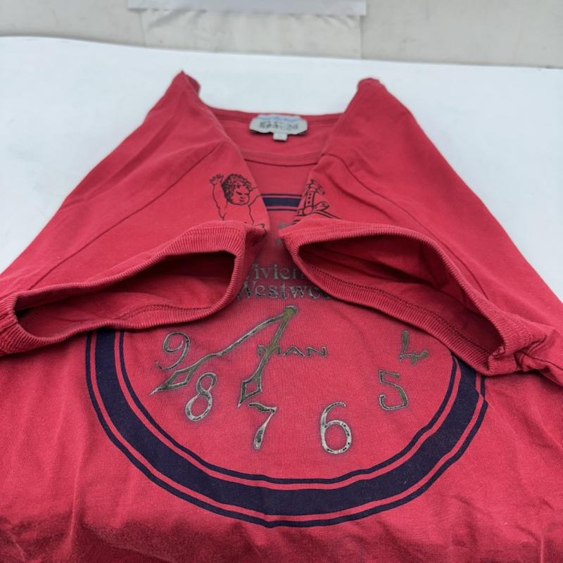 ヴィヴィアンウエストウッドマン Vivienne Westwood MAN Tシャツ 半袖 逆時計回り 文字盤 タイムマシン プリント Tシャツ 4647-8608 S 赤 / レッド / red メンズ USED 古着 中古 50165642