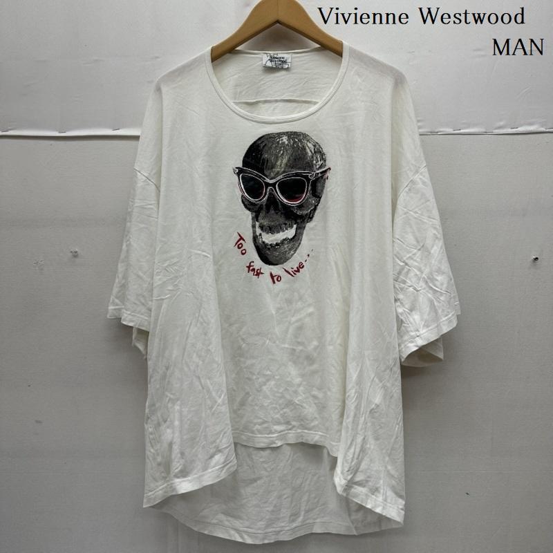 ヴィヴィアンウエストウッドマン Vivienne Westwood MAN Tシャツ 半袖 Sunglasses Skull Big Tee スカル プリント オーバーサイズ Tシャツ VW-J2-77106 FREE 白 / ホワイト / white メンズ USED 古着 中古 50165645