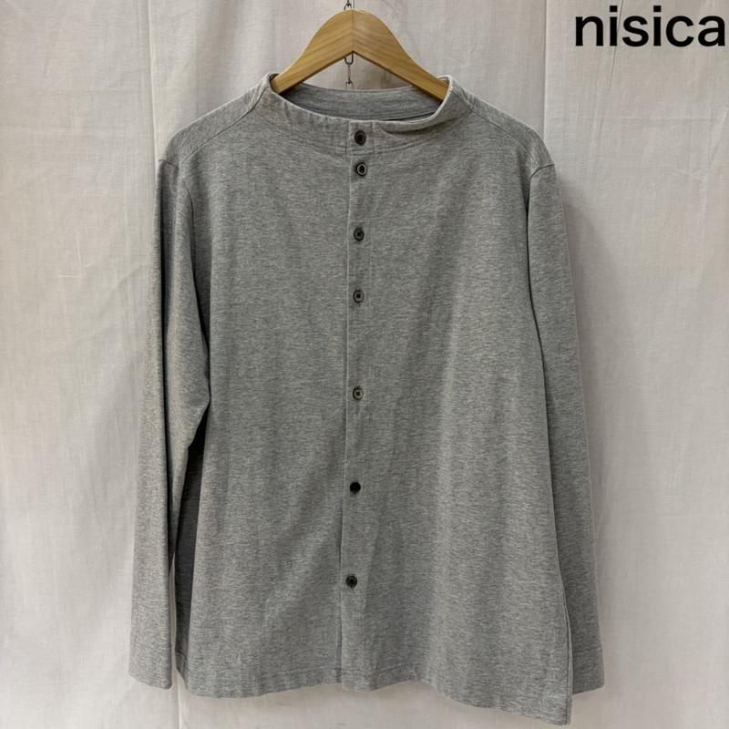 ニシカ nisica カーディガン 長袖 ガンジーカーディガン コットン100％ ユニセックス 2 無地 灰 / グレー / gray メンズ USED 古着 中古 50165648