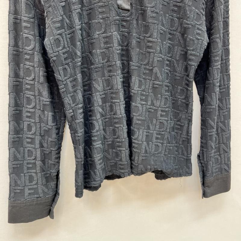 フェンディ FENDI ポロシャツ 長袖 総ロゴ シアー ポロシャツ ヴィンテージ 灰 / グレー / gray レディース USED 古着 中古 50165652