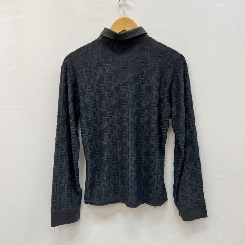 フェンディ FENDI ポロシャツ 長袖 総ロゴ シアー ポロシャツ ヴィンテージ 灰 / グレー / gray レディース USED 古着 中古 50165652