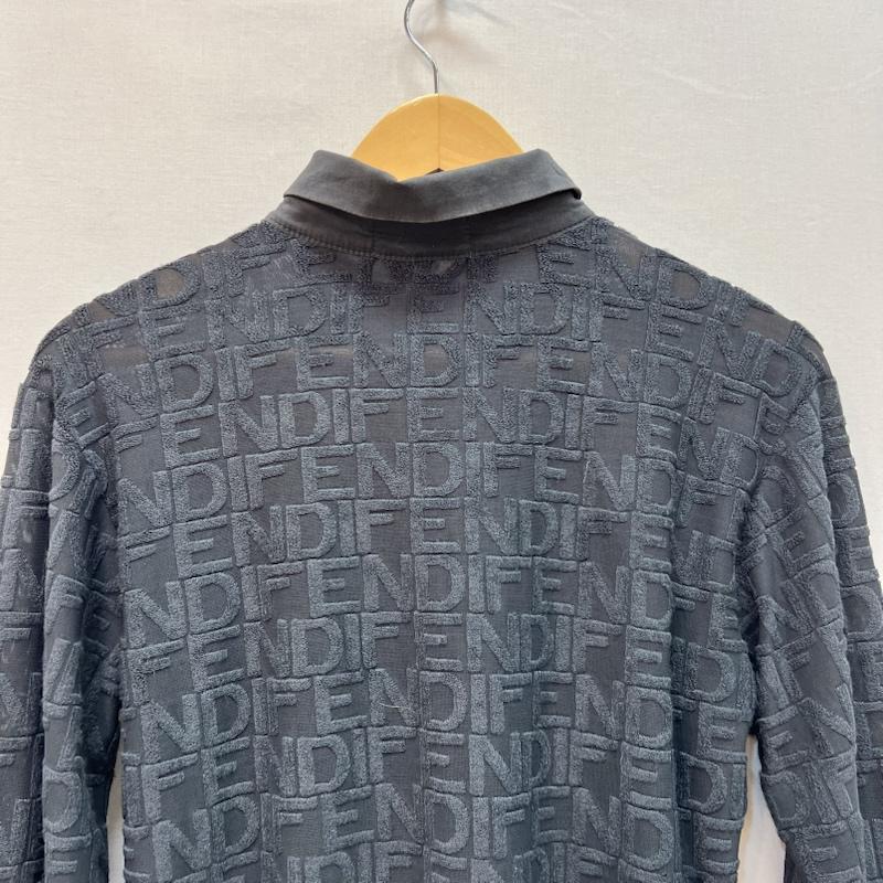 フェンディ FENDI ポロシャツ 長袖 総ロゴ シアー ポロシャツ ヴィンテージ 灰 / グレー / gray レディース USED 古着 中古 50165652