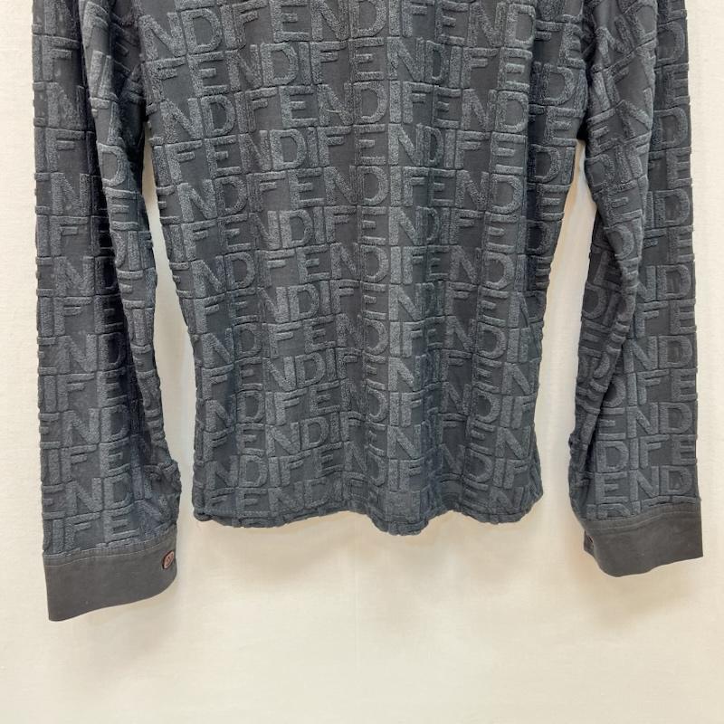 フェンディ FENDI ポロシャツ 長袖 総ロゴ シアー ポロシャツ ヴィンテージ 灰 / グレー / gray レディース USED 古着 中古 50165652