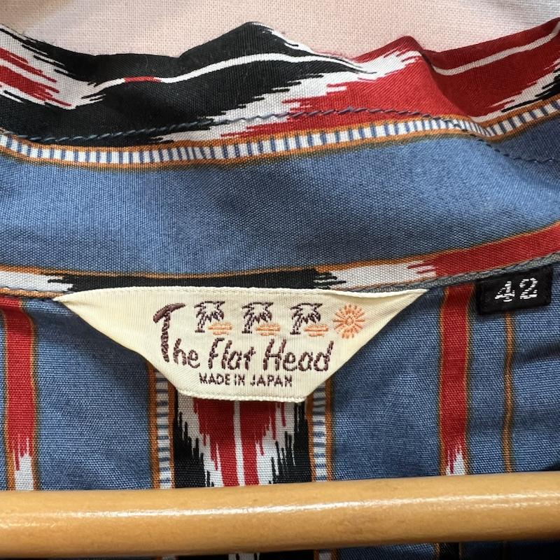 フラットヘッド FLATHEAD シャツ、ブラウス 半袖 FN-SHO-005S ネイティブボーダー レーヨンシャツ アロハ 42 青 / ブルー / blue メンズ USED 古着 中古 50165664