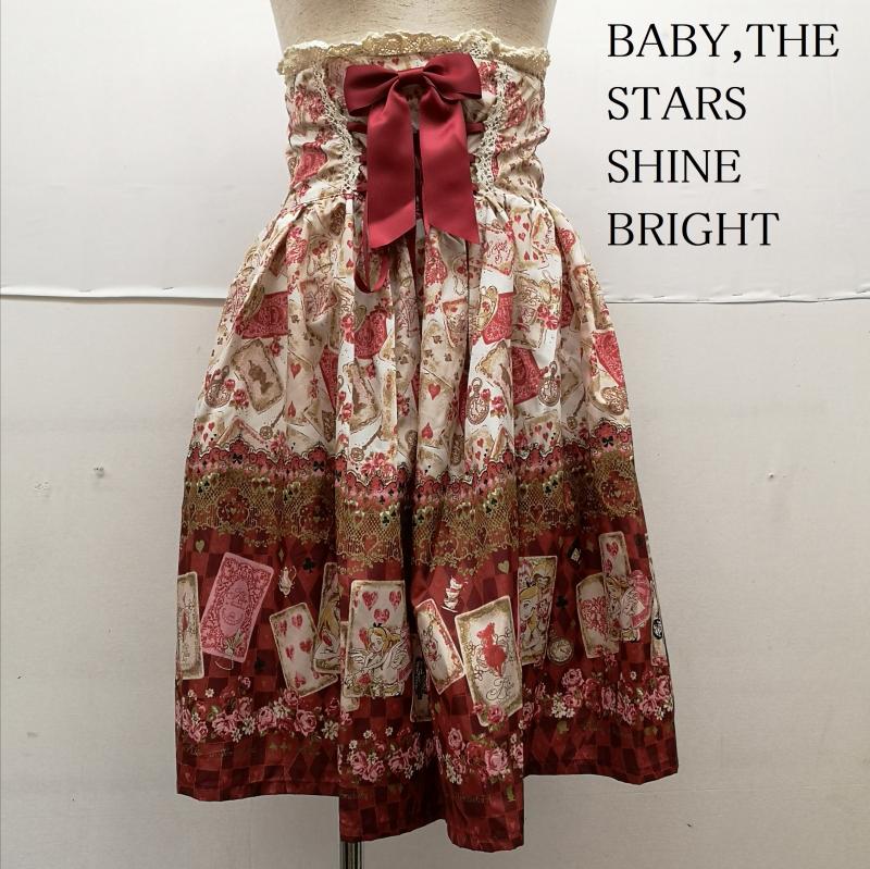 ベイビー・ザ・スターズ・シャイン・ブライト BABY,THE STARS SHINE BRIGHT スカート ひざ丈スカート ふしぎの国のアリス ディズニー コラボ 姫ロリ ロリータ Disney M 赤 / レッド / red レディース USED 古着 中古 50165667