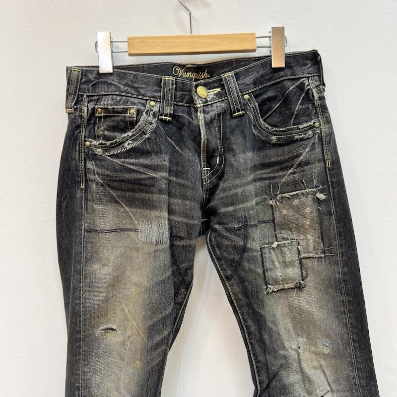 ヴァンキッシュ VANQUISH パンツ デニム、ジーンズ ダメージ加工 デニムパンツ y2k 平成 archive 44 黒 / ブラック / black メンズ USED 古着 中古 50165673