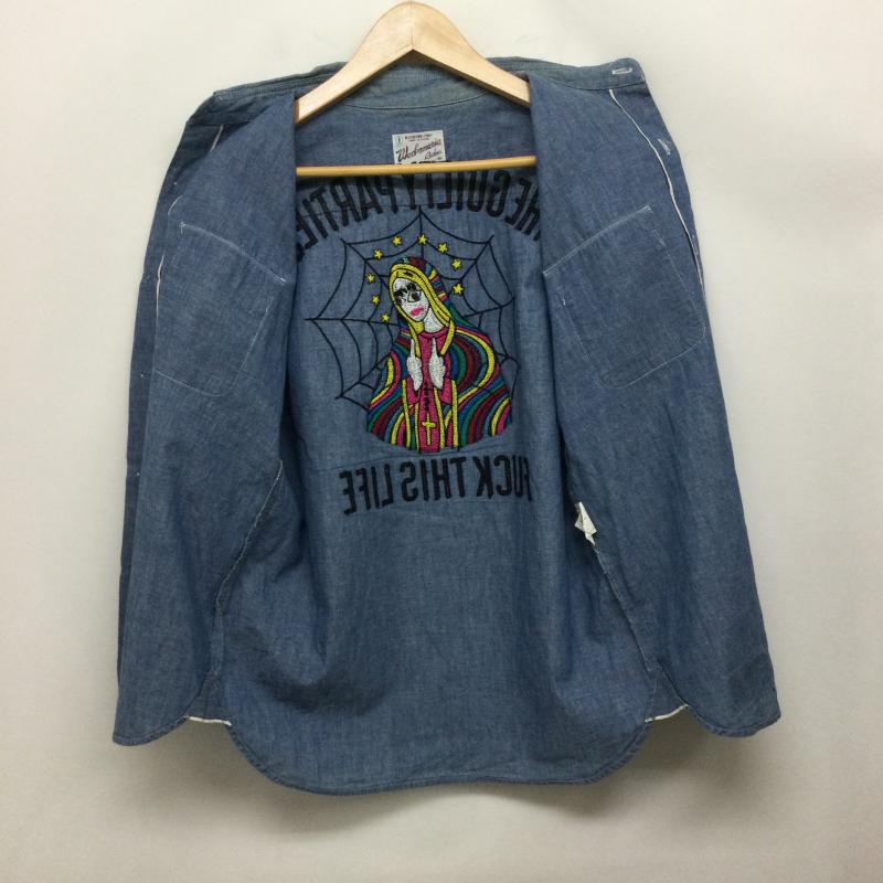 ワコマリア WACKO MARIA シャツ、ブラウス 半袖 ワコマリア 半袖シャツ レインボーマリア バック刺繍 シャンブレー M 刺繍 青 / ブルー / blue メンズ USED 古着 中古 50165675