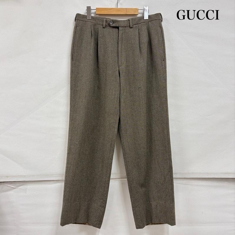 グッチ GUCCI パンツ スラックス 80s タック ストレート ウール パンツ イタリア製 ヴィンテージ OLD オールド 48 無地 メンズ USED 古着 中古 50165682
