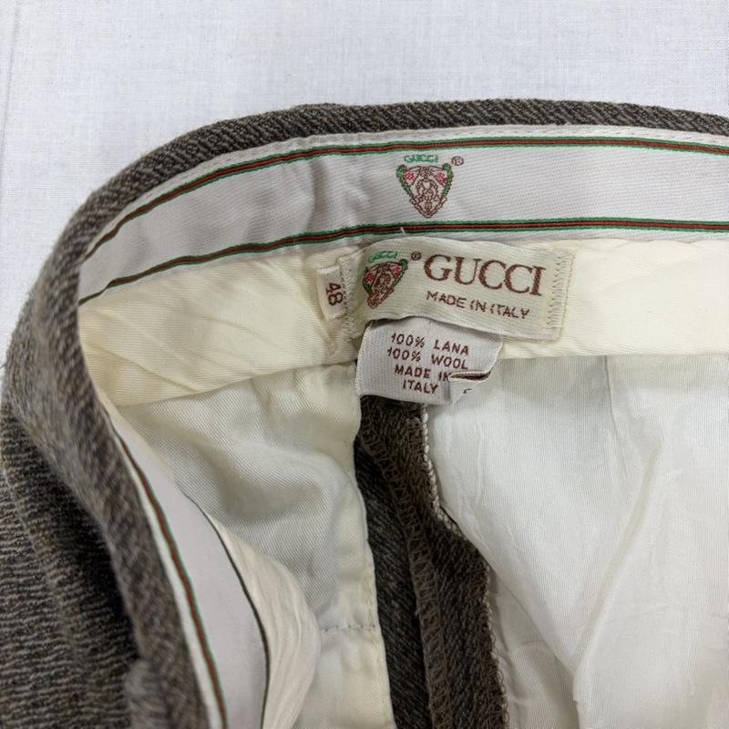 グッチ GUCCI パンツ スラックス 80s タック ストレート ウール パンツ イタリア製 ヴィンテージ OLD オールド 48 無地 メンズ USED 古着 中古 50165682