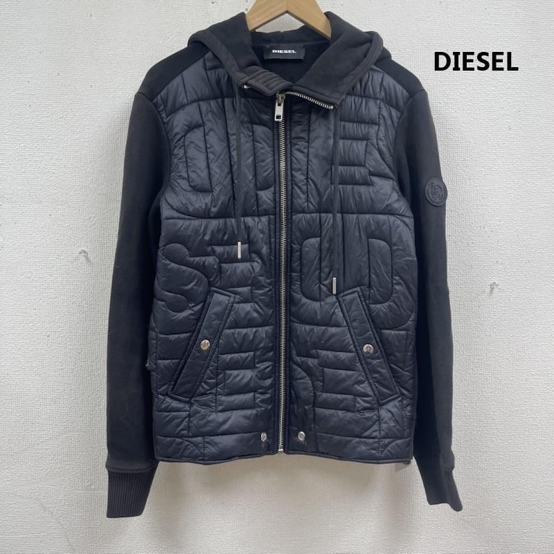 ディーゼル DIESEL ジャケット、上着 ジャンパー、ブルゾン 異素材切替 モノグラムロゴ キルティング フード ジップアップ ジャケット S 黒 / ブラック / black メンズ USED 古着 中古 50165683
