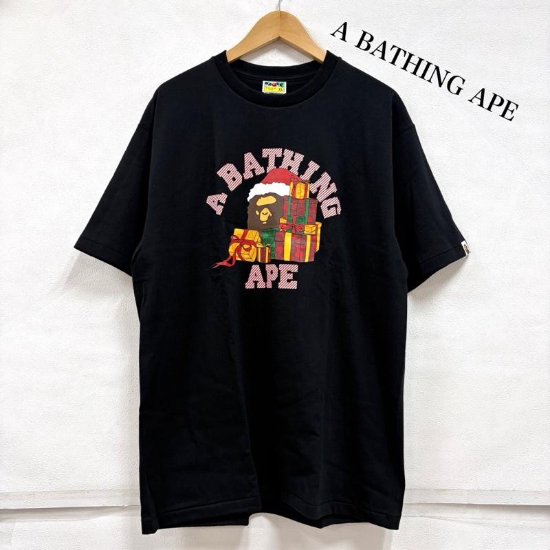 アベイシングエイプ A BATHING APE Tシャツ 半袖 クリスマス コレクション ホリデー 半袖 プリント Tシャツ サンタ プレゼント ロゴ XL ロゴ、文字 X プリント 黒 / ブラック / black X マルチカラー / マルチカラー / multicolor メンズ USED 古着 中古 50165685