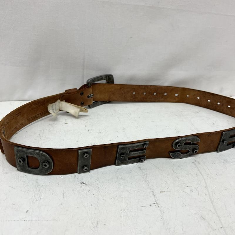 ディーゼル DIESEL ベルト・バックル ベルト メタルロゴ レザーベルト y2k 00s サイズ95 - 茶 / ブラウン / brown メンズ USED 古着 中古 50165687
