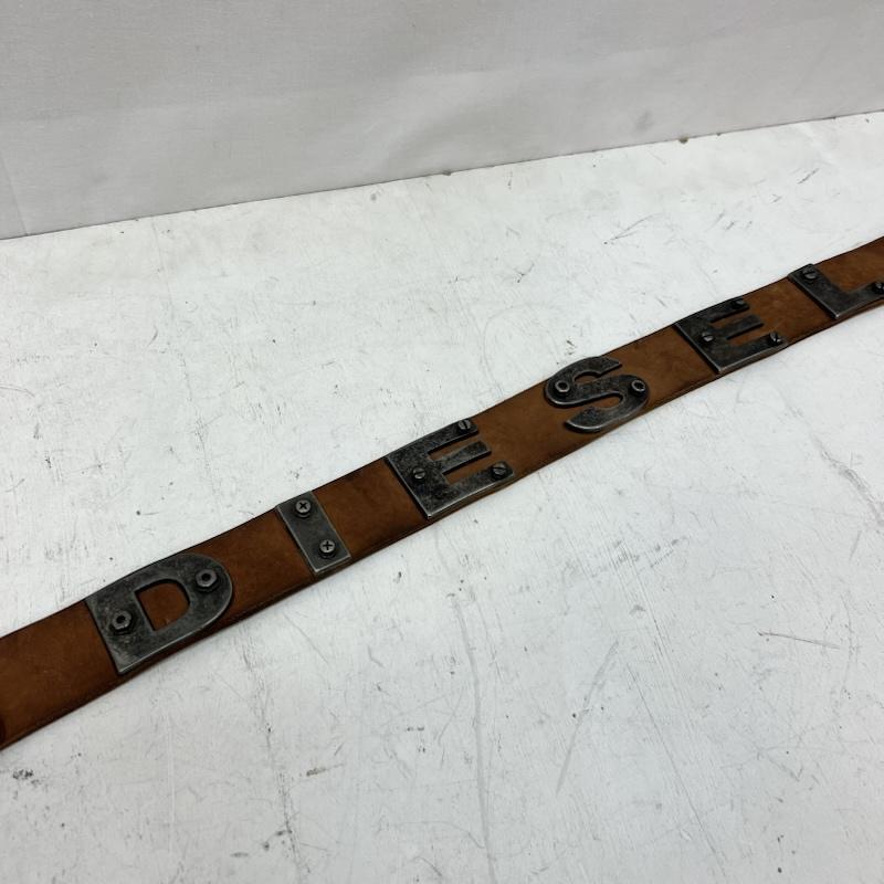 ディーゼル DIESEL ベルト・バックル ベルト メタルロゴ レザーベルト y2k 00s サイズ95 - 茶 / ブラウン / brown メンズ USED 古着 中古 50165687