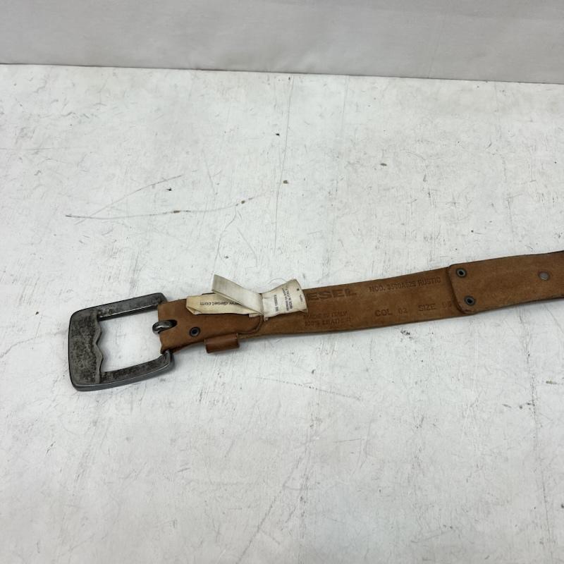 ディーゼル DIESEL ベルト・バックル ベルト メタルロゴ レザーベルト y2k 00s サイズ95 - 茶 / ブラウン / brown メンズ USED 古着 中古 50165687