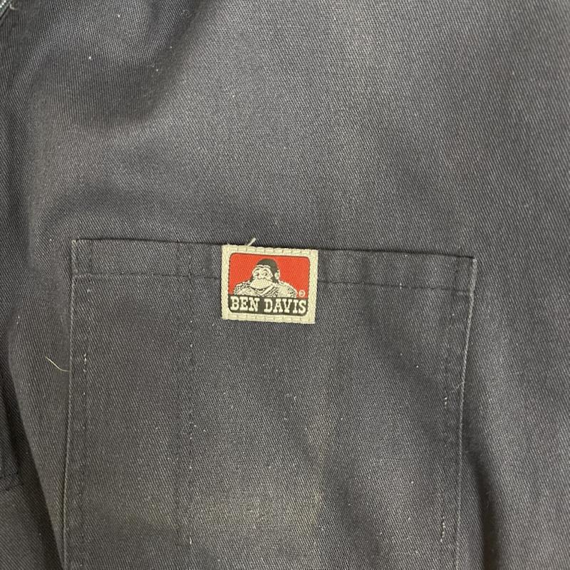 ベンデイビス BEN DAVIS シャツ、ブラウス 半袖 USA製 パッチ刺繍 XXXLsize ハーフジップ 半袖 ワークシャツ 紺 / ネイビー / navy メンズ USED 古着 中古 50165692
