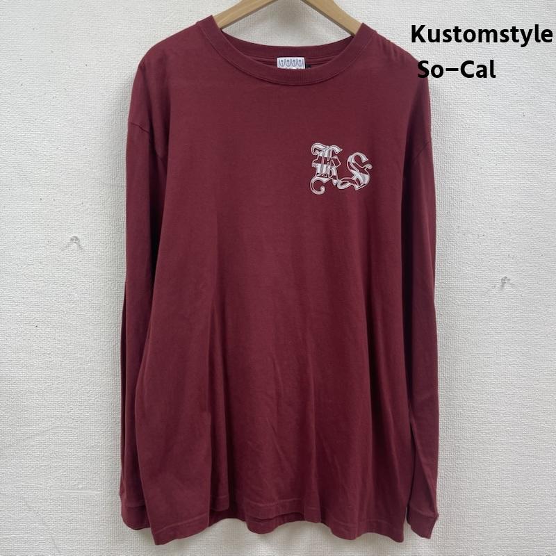 古着 USED Tシャツ 長袖 Kustomstyle So-Cal 日本製 JUMP IN MY RIDE SLIP -N- SLIDE プリント ロンT L えんじ / ワインレッド / dark red メンズ USED 古着 中古 50165695