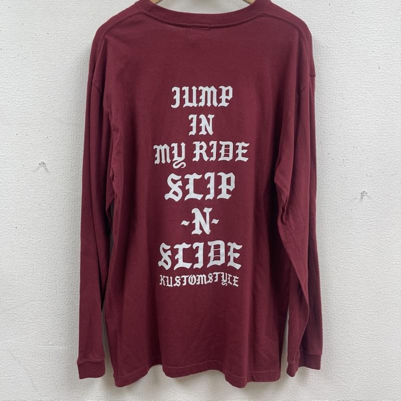 古着 USED Tシャツ 長袖 Kustomstyle So-Cal 日本製 JUMP IN MY RIDE SLIP -N- SLIDE プリント ロンT L えんじ / ワインレッド / dark red メンズ USED 古着 中古 50165695