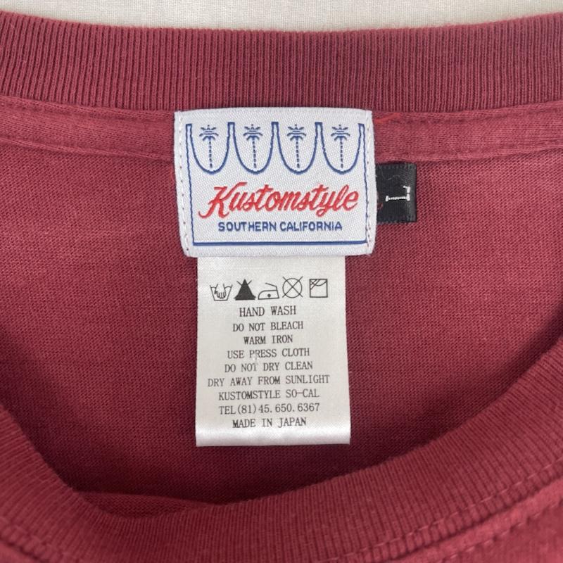 古着 USED Tシャツ 長袖 Kustomstyle So-Cal 日本製 JUMP IN MY RIDE SLIP -N- SLIDE プリント ロンT L えんじ / ワインレッド / dark red メンズ USED 古着 中古 50165695
