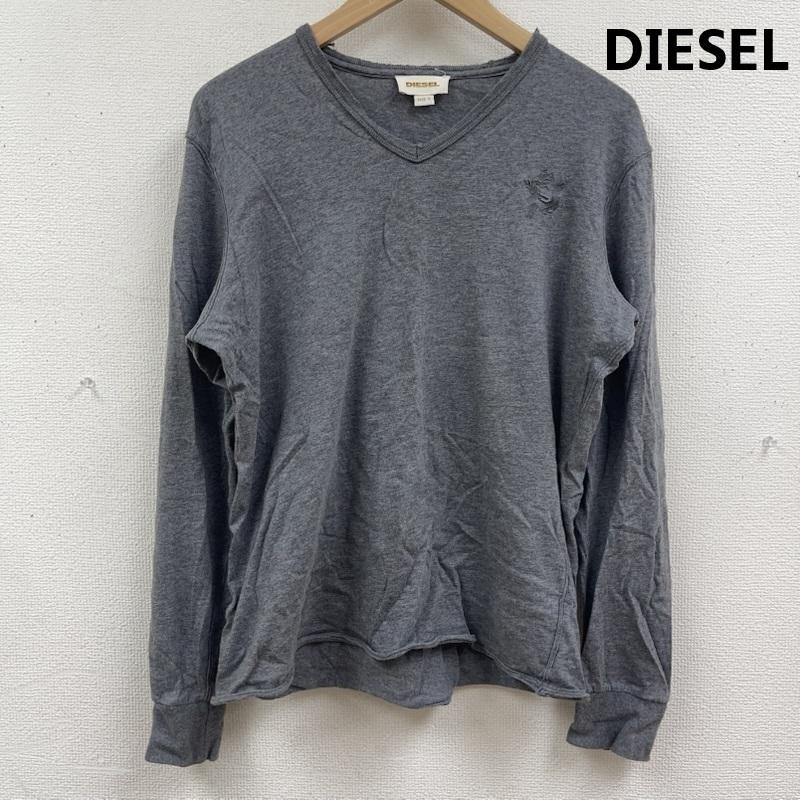 ディーゼル DIESEL Tシャツ 長袖 ロゴ刺繍 長袖 Vネック ロンT カットソー S 灰 / グレー / gray メンズ USED 古着 中古 50165726