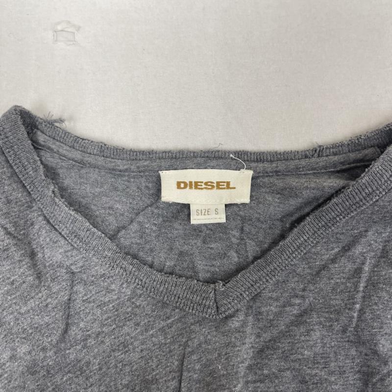 ディーゼル DIESEL Tシャツ 長袖 ロゴ刺繍 長袖 Vネック ロンT カットソー S 灰 / グレー / gray メンズ USED 古着 中古 50165726