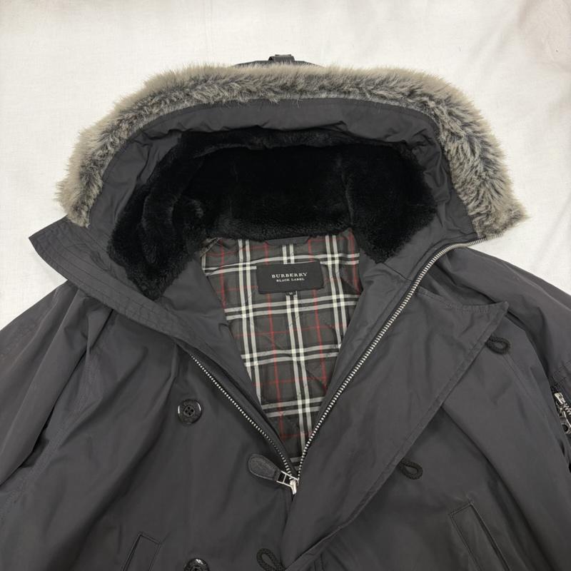 バーバリーブラックレーベル BURBERRY BLACK LABEL コート コート一般 モッズコート ミリタリー フィールドパーカー フライト ジャケット ファー N-3B ノバチェック 内側 キルティング M 無地 X チェック 黒 / ブラック / black メンズ USED 古着 中古 50165736
