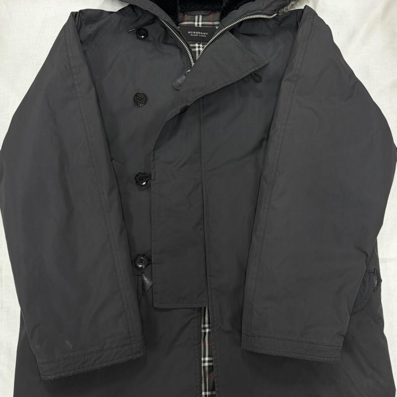 バーバリーブラックレーベル BURBERRY BLACK LABEL コート コート一般 モッズコート ミリタリー フィールドパーカー フライト ジャケット ファー N-3B ノバチェック 内側 キルティング M 無地 X チェック 黒 / ブラック / black メンズ USED 古着 中古 50165736