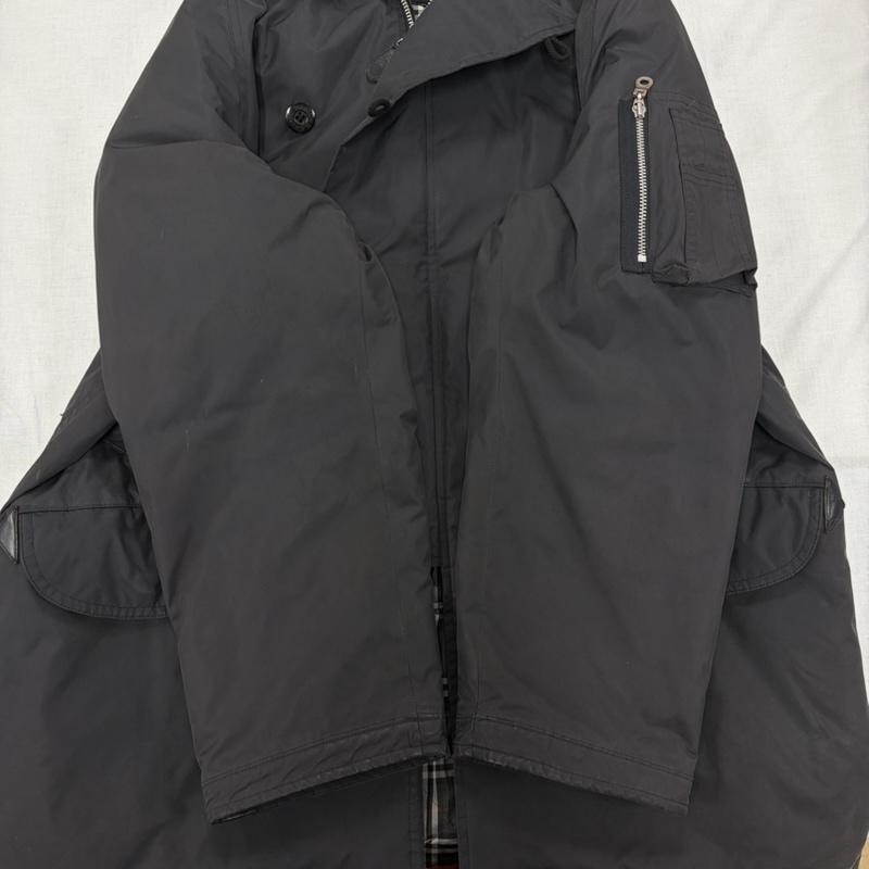 バーバリーブラックレーベル BURBERRY BLACK LABEL コート コート一般 モッズコート ミリタリー フィールドパーカー フライト ジャケット ファー N-3B ノバチェック 内側 キルティング M 無地 X チェック 黒 / ブラック / black メンズ USED 古着 中古 50165736
