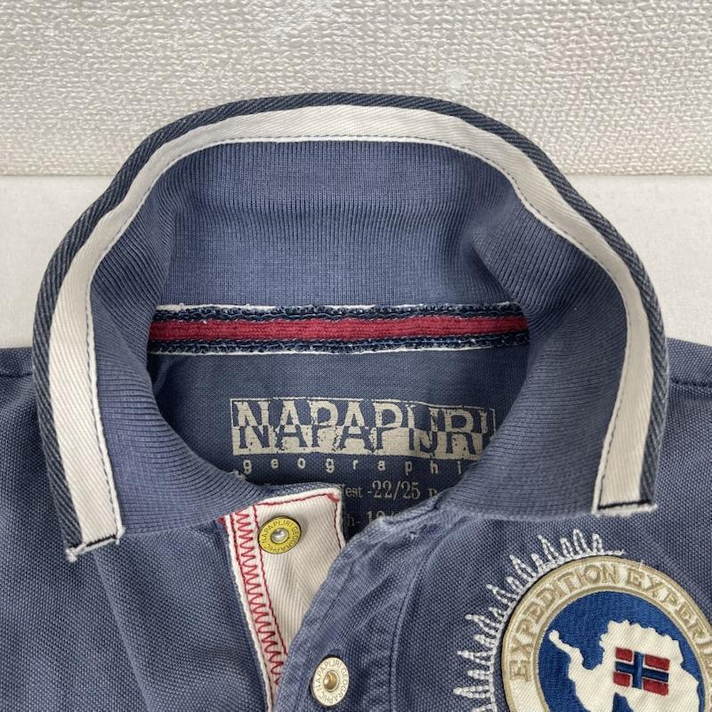 ナパビリ NAPAPIJRI ポロシャツ 半袖 鹿の子地 エンブレム パッチ刺繍 半袖 ポロシャツ トップス S 水色 / ライトブルー / メンズ USED 古着 中古 50165739