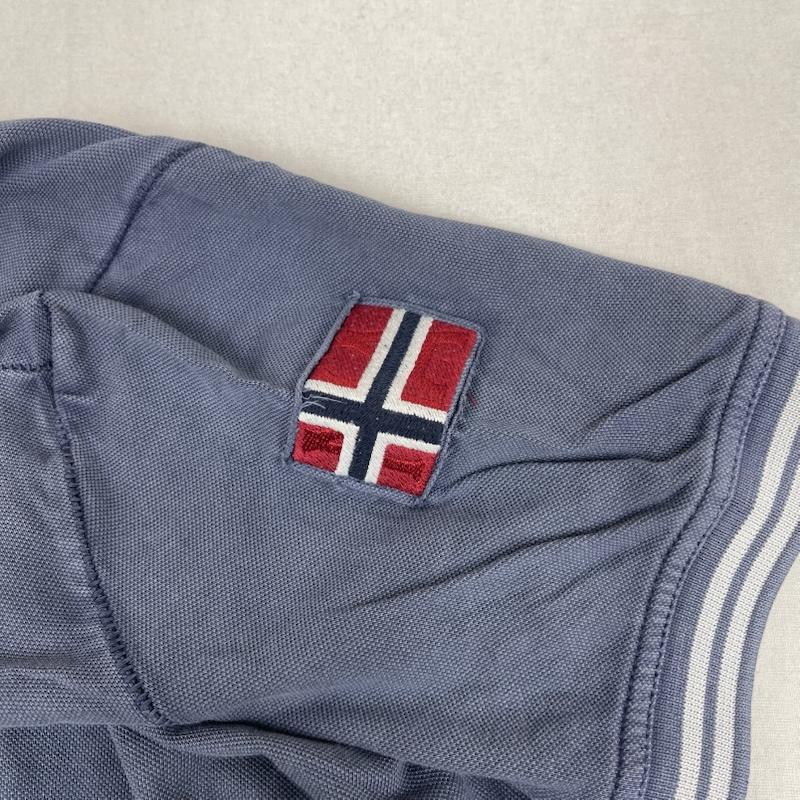 ナパビリ NAPAPIJRI ポロシャツ 半袖 鹿の子地 エンブレム パッチ刺繍 半袖 ポロシャツ トップス S 水色 / ライトブルー / メンズ USED 古着 中古 50165739