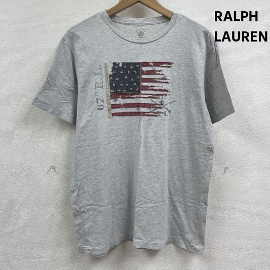 ラルフローレン RALPHLAUREN Tシャツ 半袖 かすれ加工 アメリカ国旗 ロゴ グラフィック Tシャツ カットソー L 灰 / グレー / gray メンズ USED 古着 中古 50165744