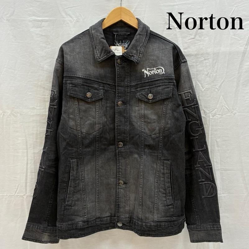 ノートン Norton ジャケット、上着 ジャンパー、ブルゾン エンボスロゴ 刺繍 ウォッシュド ストレッチ デニムジャケット L メンズ USED 古着 中古 50165746