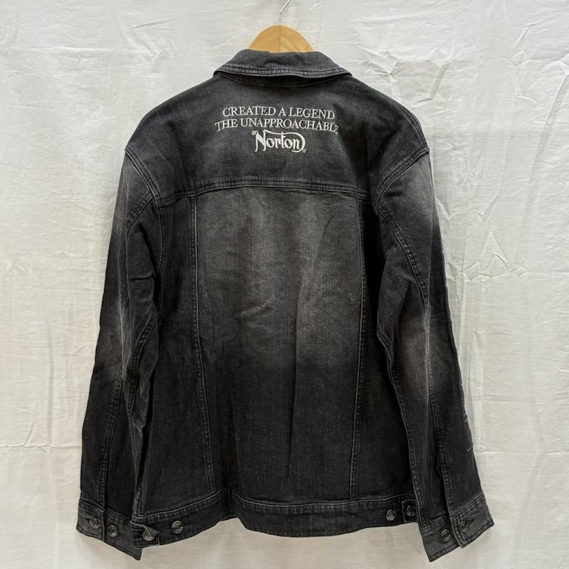 ノートン Norton ジャケット、上着 ジャンパー、ブルゾン エンボスロゴ 刺繍 ウォッシュド ストレッチ デニムジャケット L メンズ USED 古着 中古 50165746