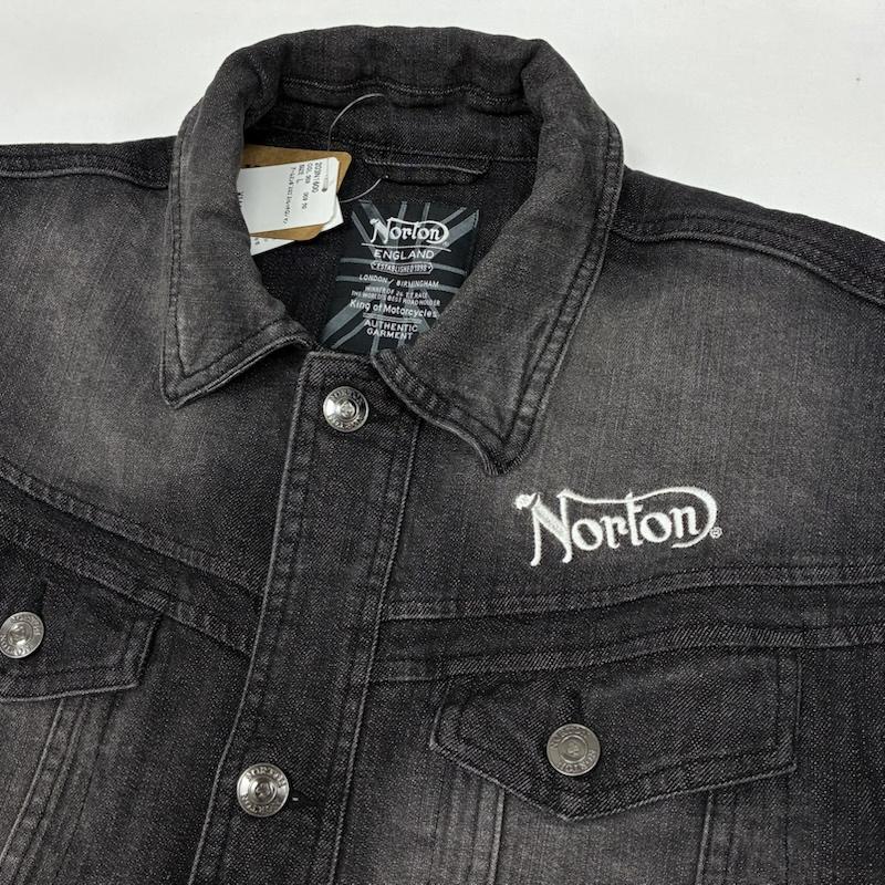 ノートン Norton ジャケット、上着 ジャンパー、ブルゾン エンボスロゴ 刺繍 ウォッシュド ストレッチ デニムジャケット L メンズ USED 古着 中古 50165746