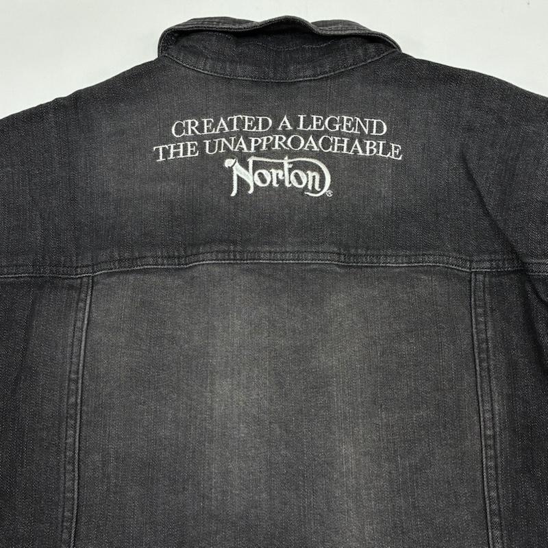 ノートン Norton ジャケット、上着 ジャンパー、ブルゾン エンボスロゴ 刺繍 ウォッシュド ストレッチ デニムジャケット L メンズ USED 古着 中古 50165746