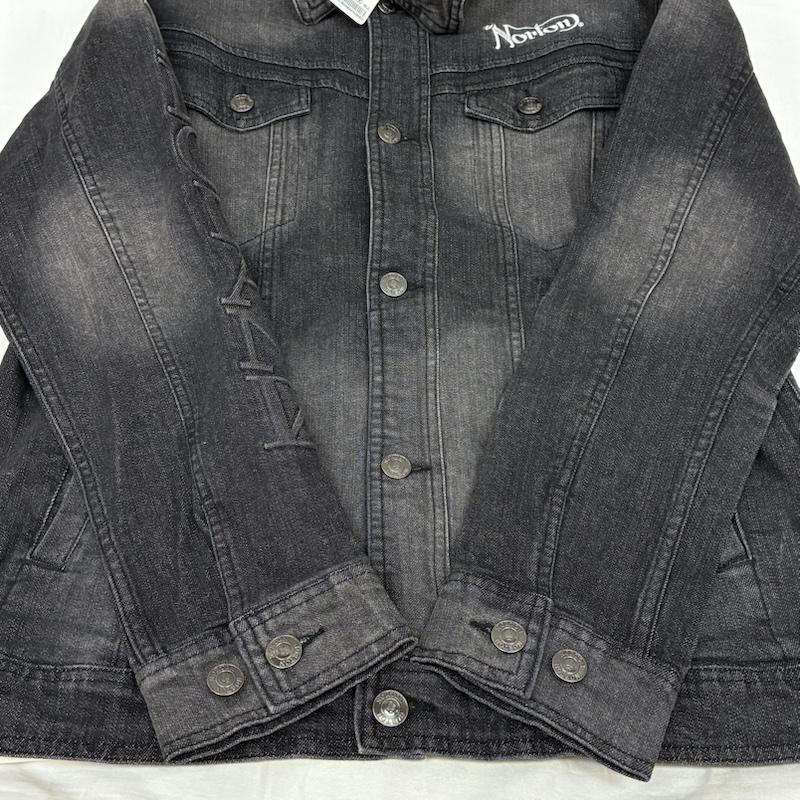 ノートン Norton ジャケット、上着 ジャンパー、ブルゾン エンボスロゴ 刺繍 ウォッシュド ストレッチ デニムジャケット L メンズ USED 古着 中古 50165746