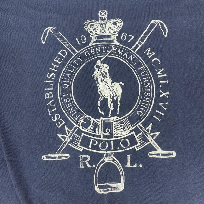 ポロバイラルフローレン Polo by RALPH LAUREN Tシャツ 半袖 ビッグポニー グラフィック 半袖 プリント Tシャツ カットソー L 紺 / ネイビー / navy メンズ USED 古着 中古 50165748