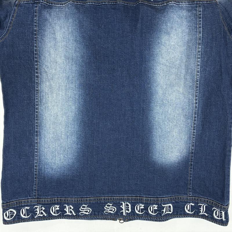ノートン Norton ジャケット、上着 ジャンパー、ブルゾン エンボスロゴ 刺繍 ウォッシュド ストレッチ デニムジャケット ダブルジップ スタンドカラー L メンズ USED 古着 中古 50165750