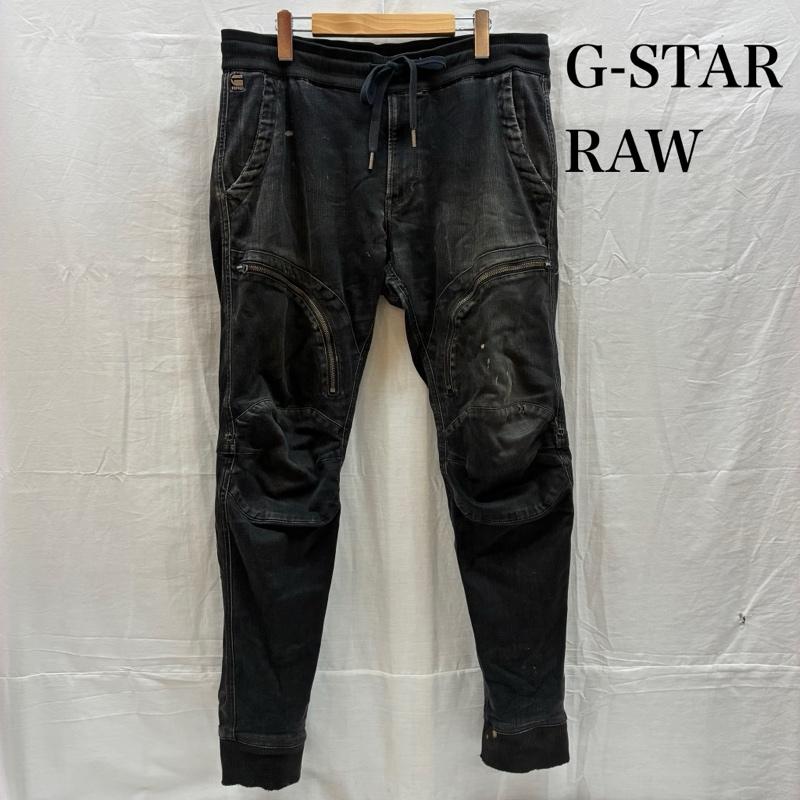 ジースターロゥ G-STAR RAW パンツ デニム、ジーンズ Air Defence Zip 3D Sport Tapered Black Denim Jogger Pants テーパード ジョガー デニムパンツ L メンズ USED 古着 中古 50165761