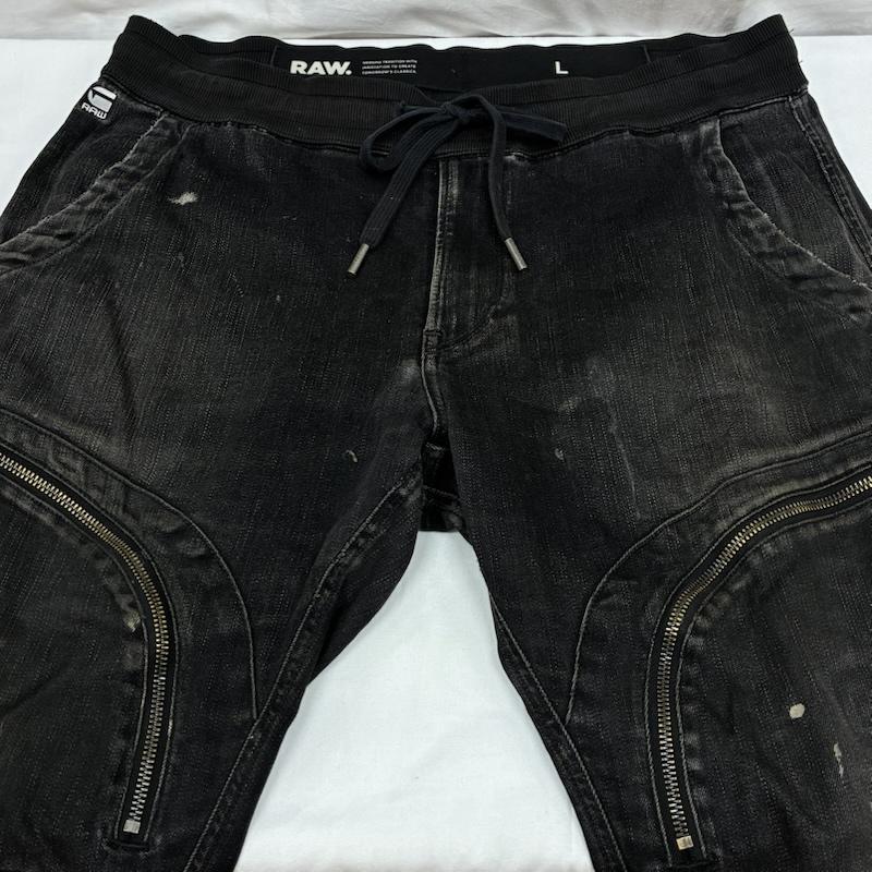 ジースターロゥ G-STAR RAW パンツ デニム、ジーンズ Air Defence Zip 3D Sport Tapered Black Denim Jogger Pants テーパード ジョガー デニムパンツ L メンズ USED 古着 中古 50165761