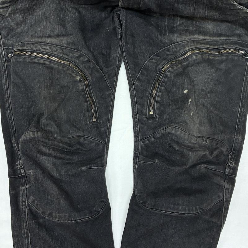 ジースターロゥ G-STAR RAW パンツ デニム、ジーンズ Air Defence Zip 3D Sport Tapered Black Denim Jogger Pants テーパード ジョガー デニムパンツ L メンズ USED 古着 中古 50165761